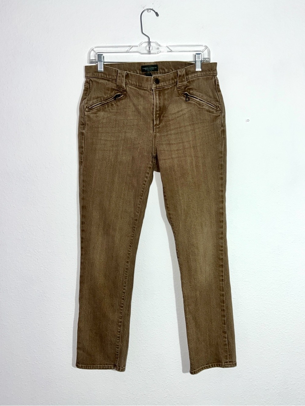 Lauren Jeans Co. Ralph Lauren Tan Brown Zipper Pocket Straight Leg Jeans 10P